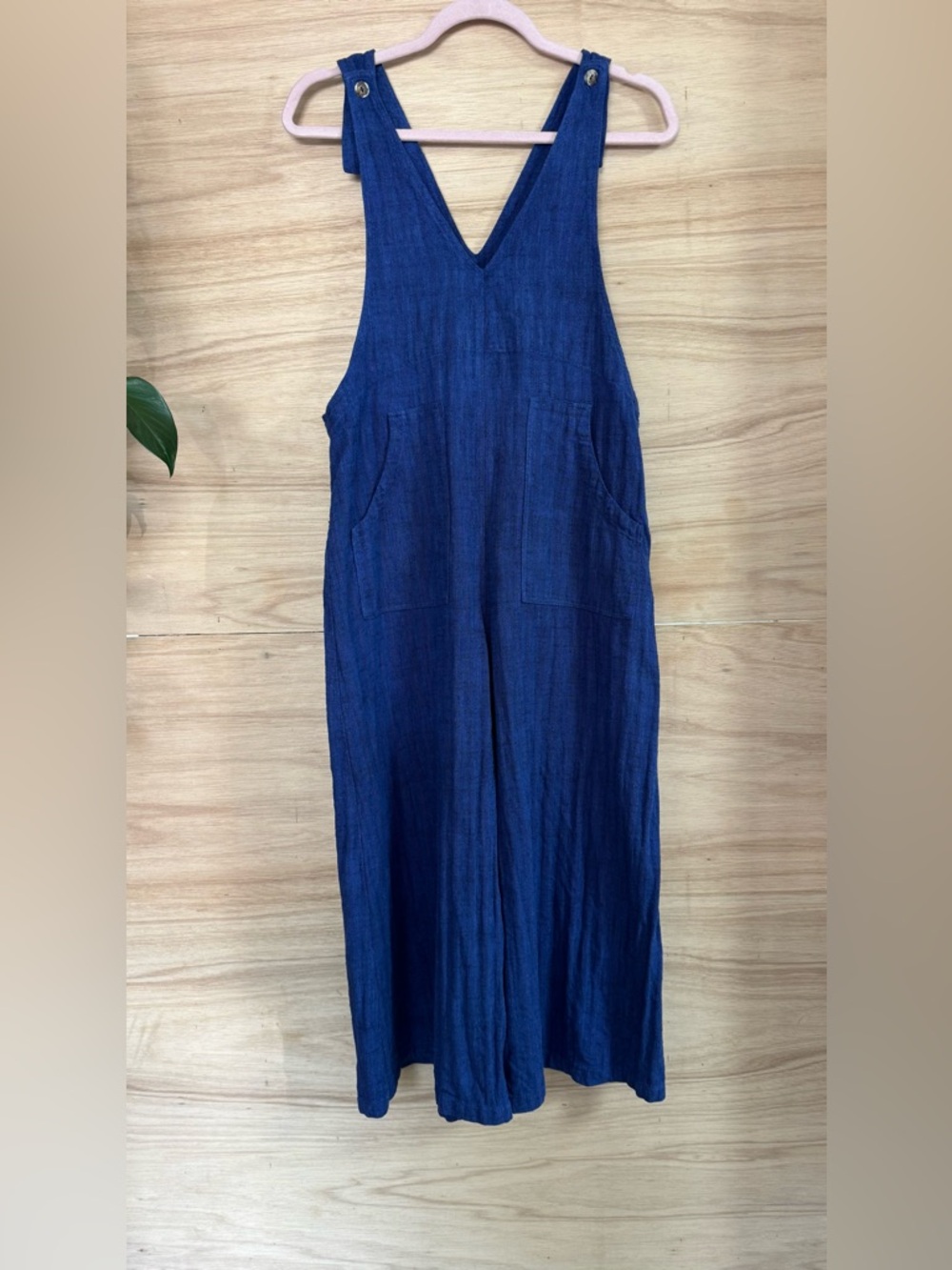 Kleen | xs oversized jumper v neck wide legged adjustable straps EUC blue linen
